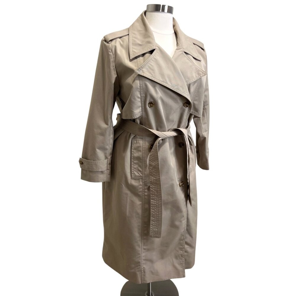 Banana Republic Classic Trench Coat Womens XL Classic Double Breasted Khaki - Picture 4 of 11